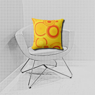 Coussin cercles rétro gras - jaune&orange