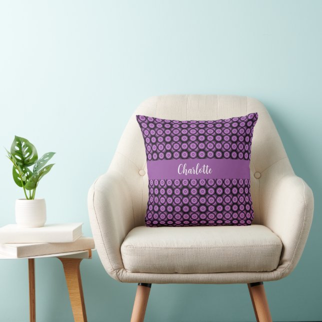 Coussin Cercles rétro milieu de siècle moderne monogramme  (Chaise)