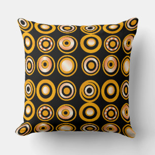 Coussin Cercles rétro orange sur noir