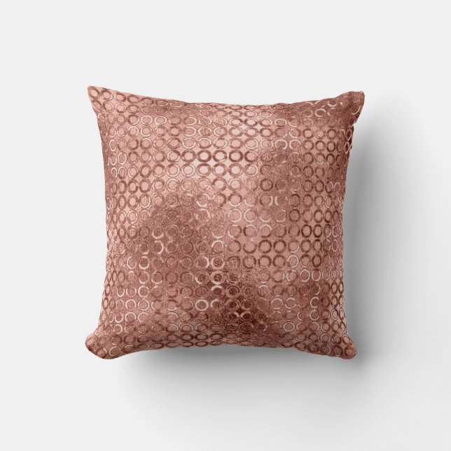Coussin Cercles Rose Doré Brillants Luxe Étincelant (Recto)