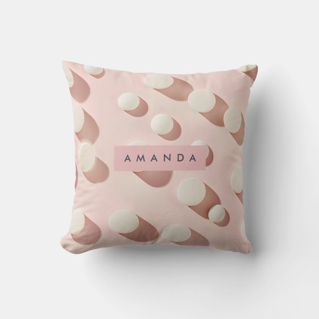 Coussin Cercles Rose Pâle Minimalistes Personnalisés (Recto)