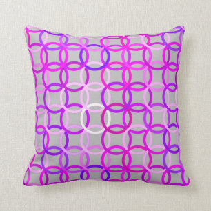 Coussin Cercles, rose, violette et gris modernes de la