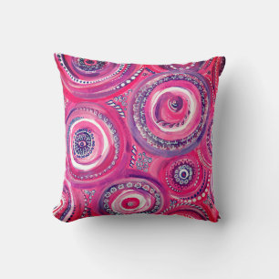 Coussin Cercles roses et violets et tourbillons Abstraits
