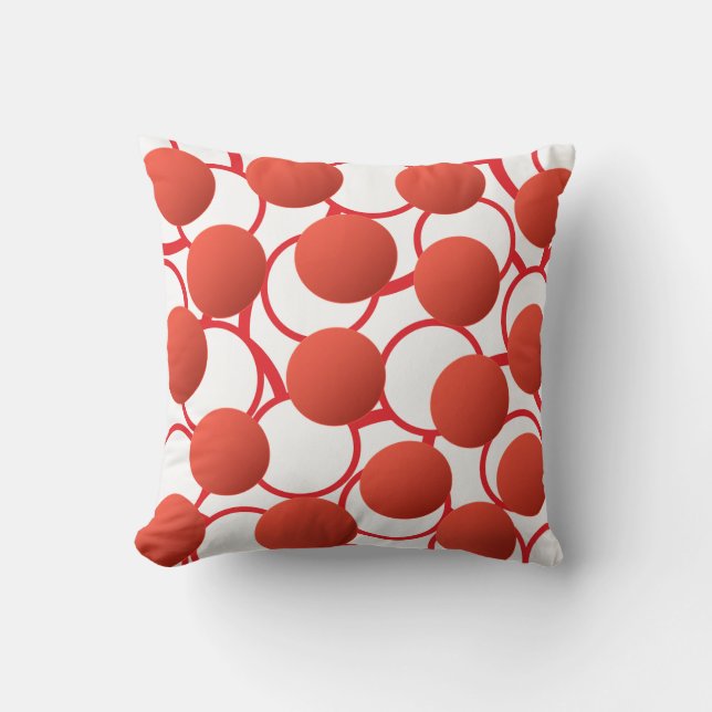Coussin Cercles rouges en fleur motif géométrique (Recto)