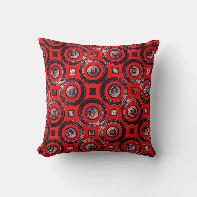 Coussin Cercles rouges et noirs (Recto)