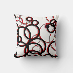 Coussin Cercles rouges noirs et gris