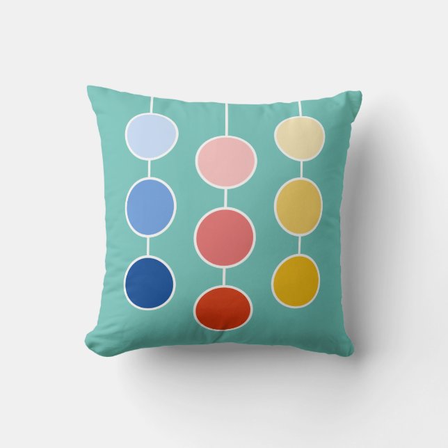 Coussin Cercles suspendus rouges bleus jaunes modernes sur (Recto)