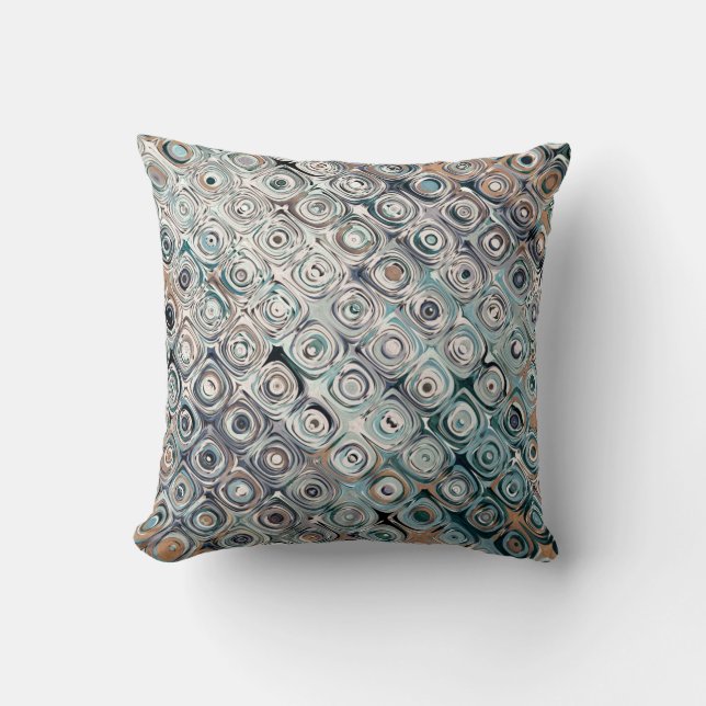 Coussin Cercles Turquoise Et Tan Motif (Recto)