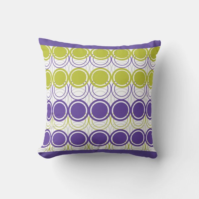 Coussin Cercles ultra violets et verts (Recto)