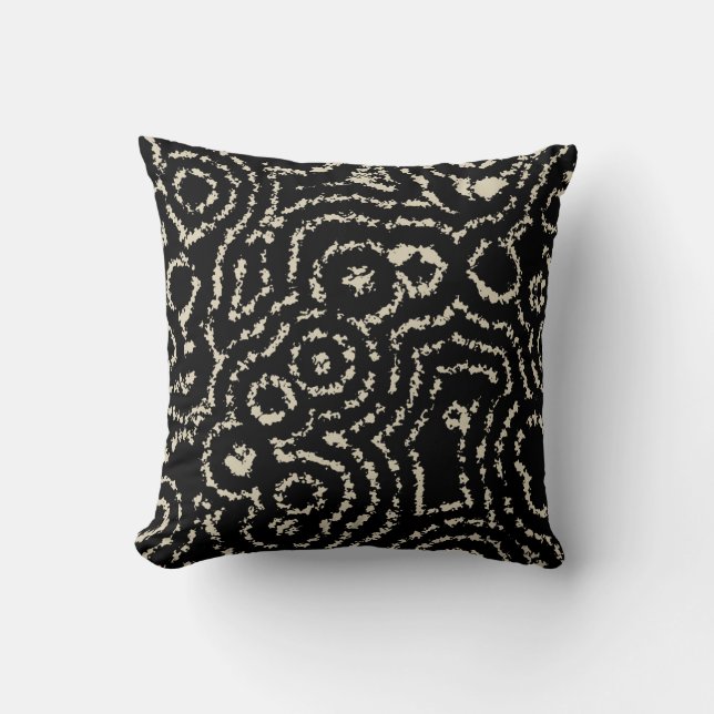 Coussin Cercles vintages en noir et blanc (Recto)