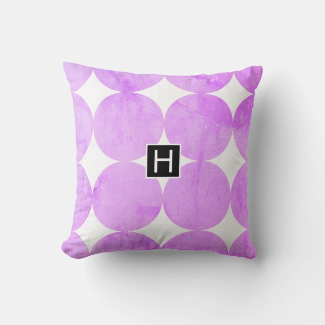 Coussin Cercles violets modernes | Monogramme (Recto)