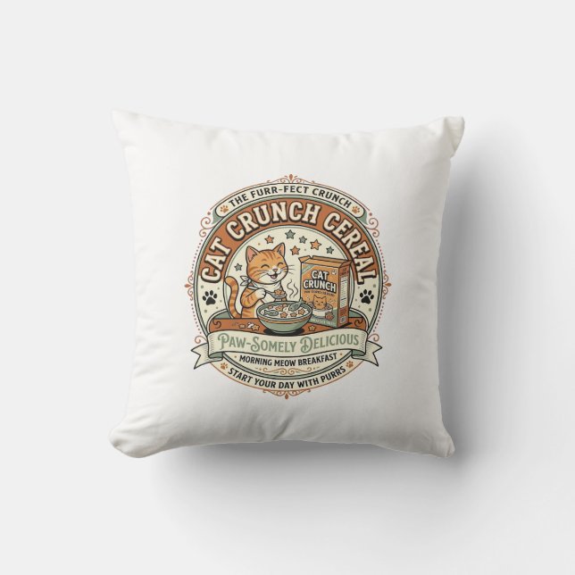 Coussin Céréal Cat Crunch Boîte de céréales pour petit-déj (Recto)