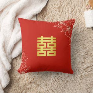 Coussin Cérémonie de thé de mariage chinois à motif floral