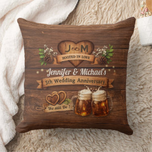 Coussin Cérémonie photo d'anniversaire de mariage en bois