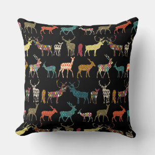 Coussin cerf à motif noir