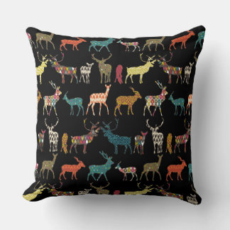 Coussin cerf à motif noir