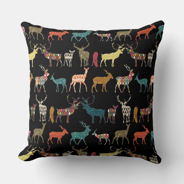 Coussin cerf à motif noir (Recto)