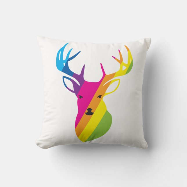 Coussin Cerf arc-en-ciel (Recto)