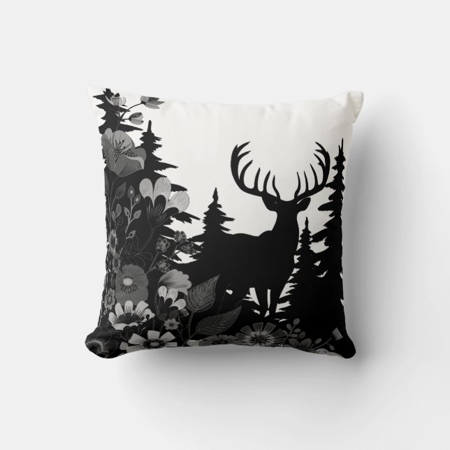 Coussin Cerf avec grand rack hors forêt (Recto)