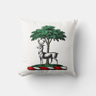 Coussin Cerf Daim devant un Arbre Emblème de Blason Crête