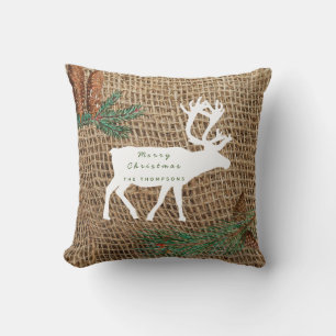 Coussin Cerf de la forêt de pins rustiques