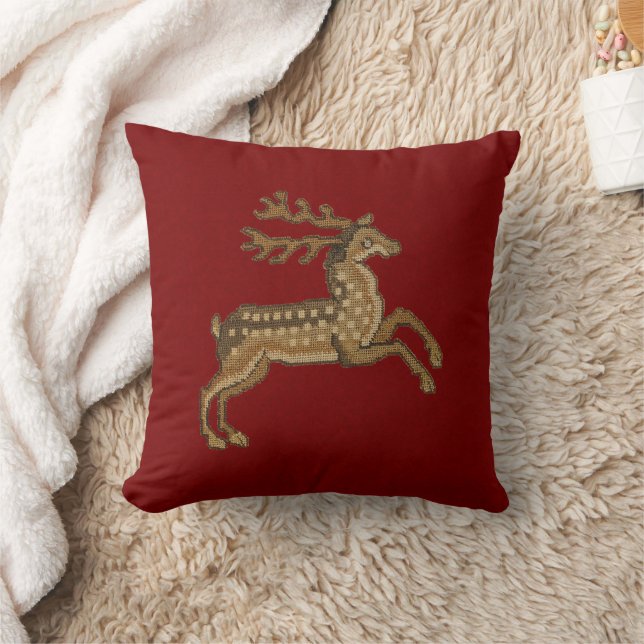 Coussin Cerf de la Renaissance en rouge (Couverture)