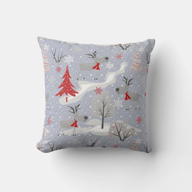 Coussin Cerf de Noël dans la forêt. Noël, cerf, pour (Recto)