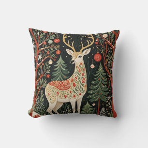 Coussin Cerf de Noël de la forêt de minuit