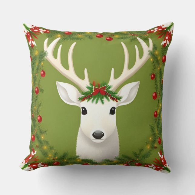 Coussin Cerf de Noël mignon  (Recto)