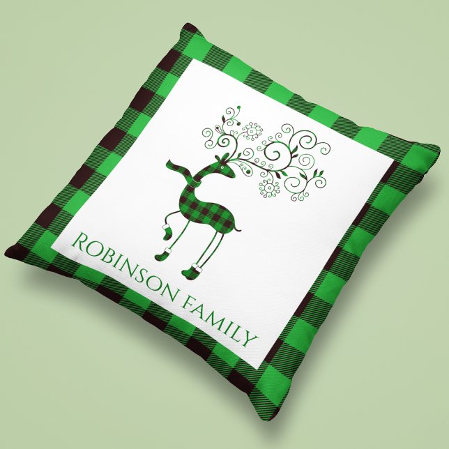 Coussin Cerf écossais vert personnalisé (Créateur téléchargé)