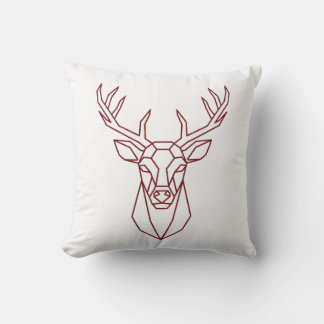 Coussin Cerf élancé géométrique moderne en art linéaire ro
