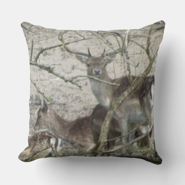 Coussin Cerf en jachère dans la forêt Jeu d'oreiller (Recto)