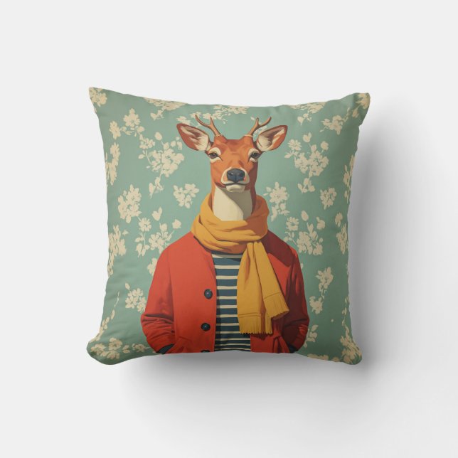 Coussin Cerf festif en style hiver (Recto)