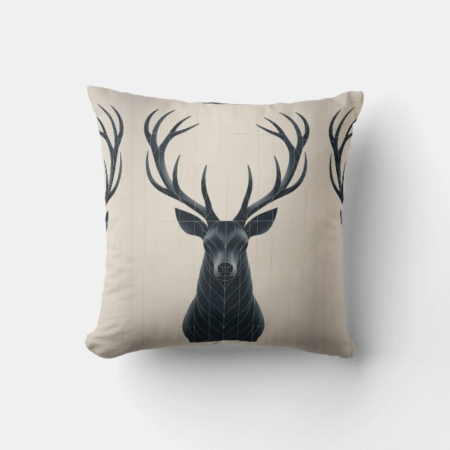 Coussin Cerf Géométrique Minimaliste Silencieux (Recto)