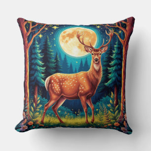 Coussin Cerf majestueux dans une forêt luxuriante