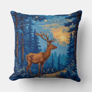 Coussin Cerf majestueux debout dans une forêt enchantée