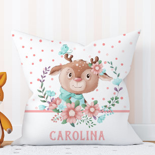 Coussin Cerf Mignon Floral Réversible