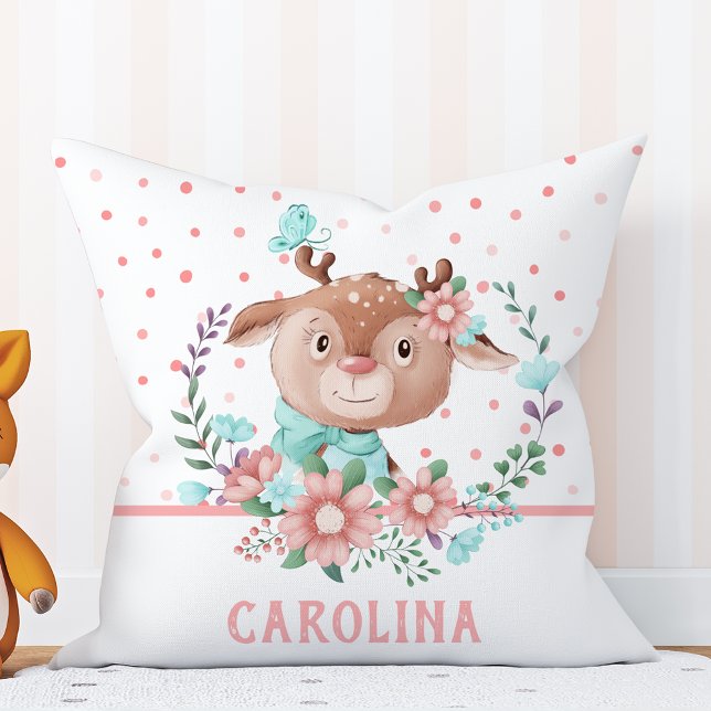 Coussin Cerf Mignon Floral Réversible (Créateur téléchargé)
