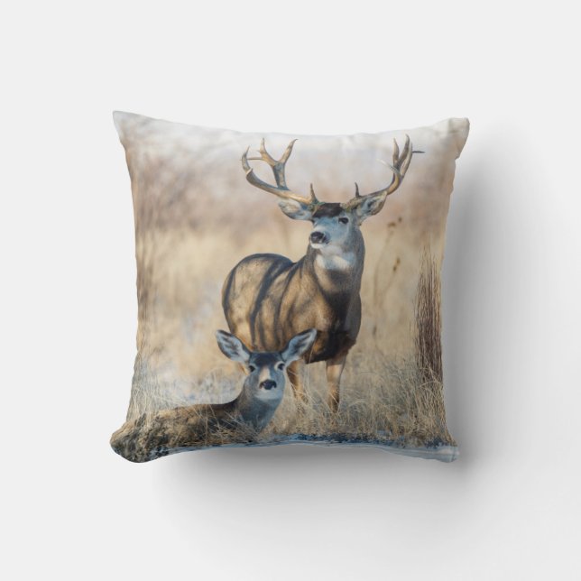 Coussin Cerf mulet mâle et femelle (Recto)