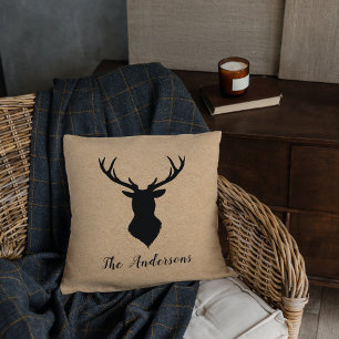 Coussin Cerf noir rustique   Kraft   Nom de famille
