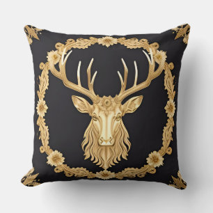 Coussin Cerf Ornemental Doré Design