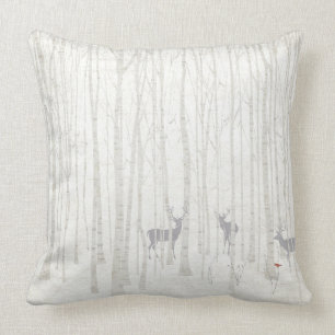 Coussin Cerfs communs dans le carreau en bois de bouleau