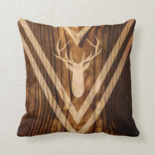 Coussin Cerfs communs de Boho sur le bois rustique