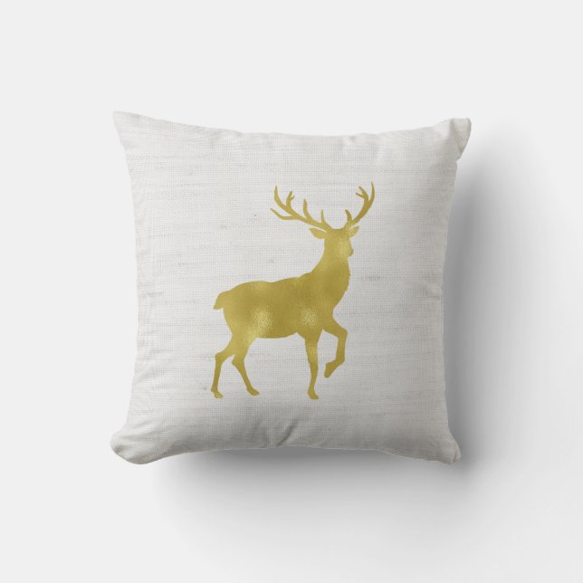 Coussin Cerfs communs et andouillers de mâle de feuille (Recto)