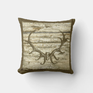 Coussin Cerfs communs rustiques Antler chassant le rétro