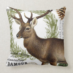 Coussin cerfs communs vintages modernes d'hiver de région