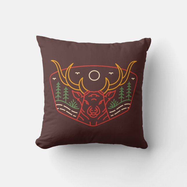 Coussin Cerfs dans les terres sauvages (Recto)