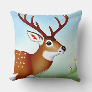 Coussin Cerfs dans une scène de pays des merveilles hivern