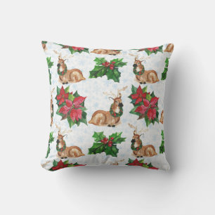 Coussin Cerfs De Bois En Aquarelle Noël