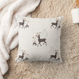 Coussin Cerfs de la forêt hivernale nordique